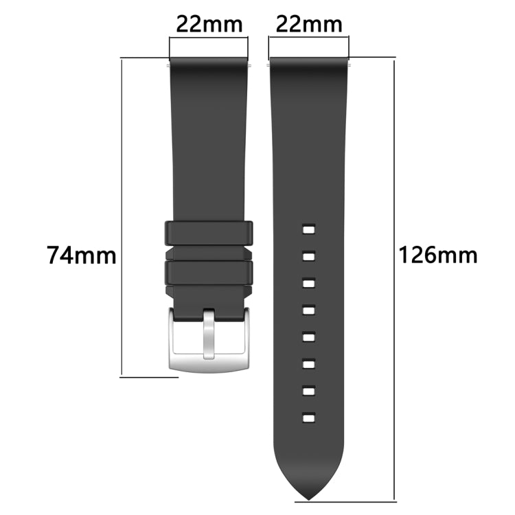 Fluororubber Watch Band Wristband, 20mm, 22mm