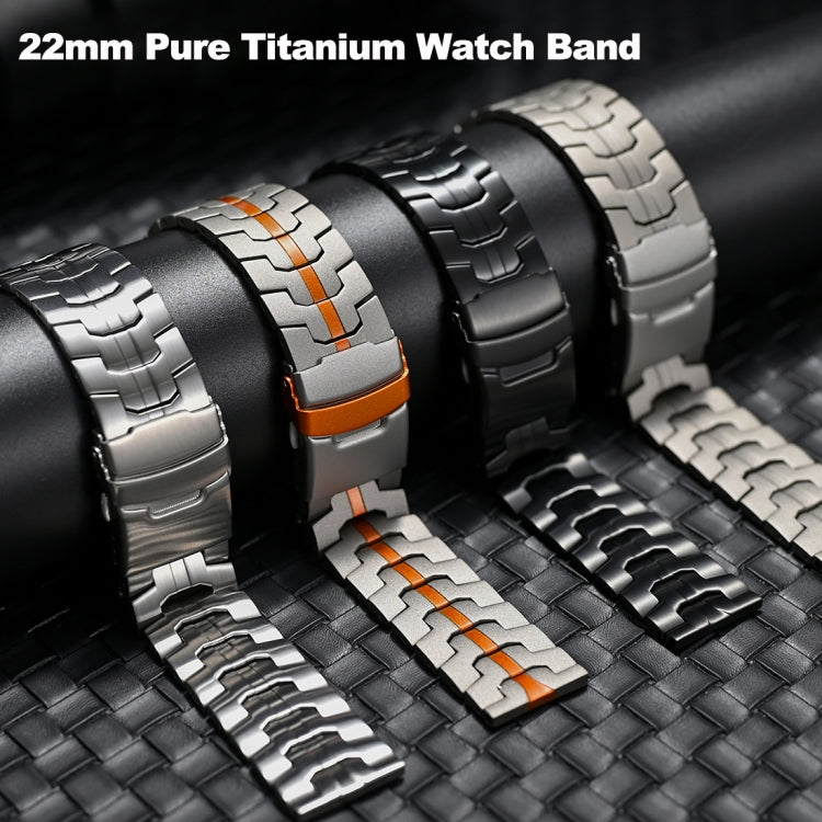 Dual Safety Buckle Turtle Buckle Stainless Steel Watch Band, 22mm