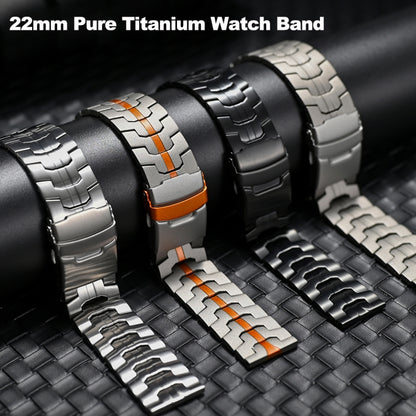 Dual Safety Buckle Turtle Buckle Stainless Steel Watch Band, 22mm