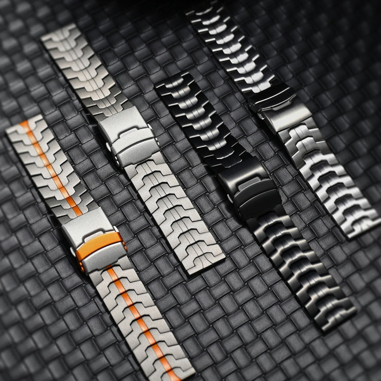 Dual Safety Buckle Turtle Buckle Stainless Steel Watch Band, 22mm