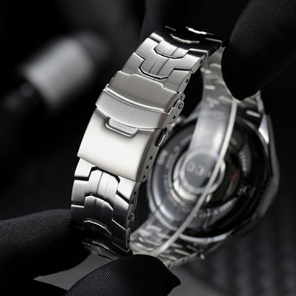 Dual Safety Buckle Turtle Buckle Stainless Steel Watch Band, 22mm