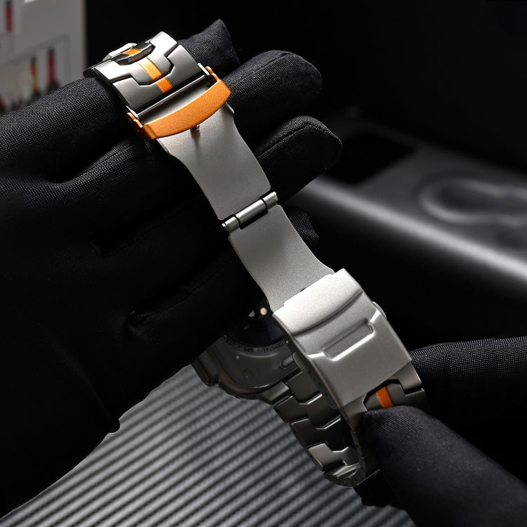 Double Lock Buckle Turtle Titanium Steel Watch Band, For Apple Watch SE 2023 44mm, For Apple Watch SE 2023 40mm, For Apple Watch Ultra 2 49mm, For Apple Watch Series 9 45mm, For Apple Watch Series 9 41mm, For Apple Watch Ultra 49mm                     ...