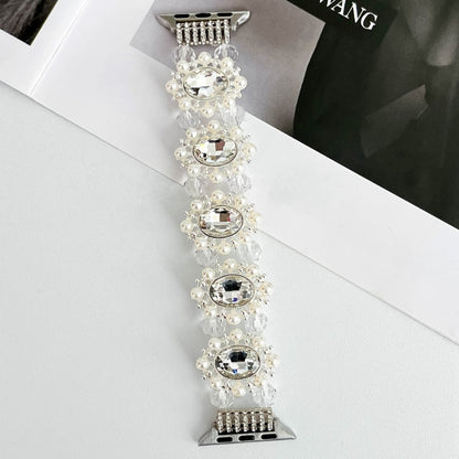 Beaded Pearl Gemstone Bracelet Watch Band, For Apple Watch 42mm, For Apple Watch 38mm