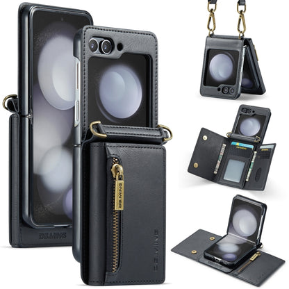 DG.MING M5 Series Zip RFID Multi Card Detachable Leather Phone Case with Long Lanyard, For Galaxy Z Flip8 5G, For Samsung Galaxy Z Flip7 5G, For Samsung Galaxy Z Flip6, For Samsung Galaxy Z Flip5 5G, For Samsung Galaxy Z Flip4 5G                       ...