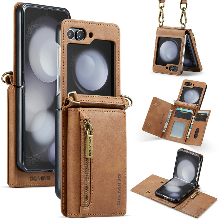 DG.MING M5 Series Zip RFID Multi Card Detachable Leather Phone Case with Long Lanyard, For Galaxy Z Flip8 5G, For Samsung Galaxy Z Flip7 5G, For Samsung Galaxy Z Flip6, For Samsung Galaxy Z Flip5 5G, For Samsung Galaxy Z Flip4 5G                       ...