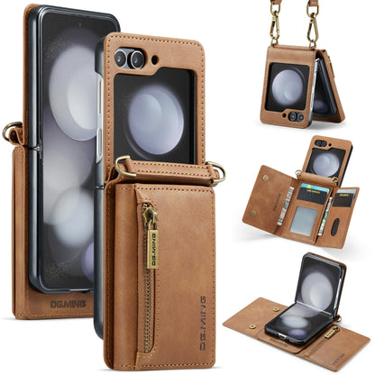 DG.MING M5 Series Zip RFID Multi Card Detachable Leather Phone Case with Long Lanyard, For Galaxy Z Flip8 5G, For Samsung Galaxy Z Flip7 5G, For Samsung Galaxy Z Flip6, For Samsung Galaxy Z Flip5 5G, For Samsung Galaxy Z Flip4 5G                       ...