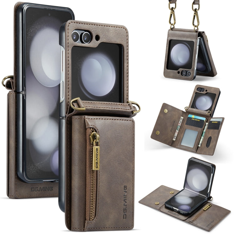 DG.MING M5 Series Zip RFID Multi Card Detachable Leather Phone Case with Long Lanyard, For Galaxy Z Flip8 5G, For Samsung Galaxy Z Flip7 5G, For Samsung Galaxy Z Flip6, For Samsung Galaxy Z Flip5 5G, For Samsung Galaxy Z Flip4 5G                       ...