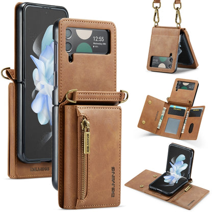 DG.MING M5 Series Zip RFID Multi Card Detachable Leather Phone Case with Long Lanyard, For Galaxy Z Flip8 5G, For Samsung Galaxy Z Flip7 5G, For Samsung Galaxy Z Flip6, For Samsung Galaxy Z Flip5 5G, For Samsung Galaxy Z Flip4 5G                       ...