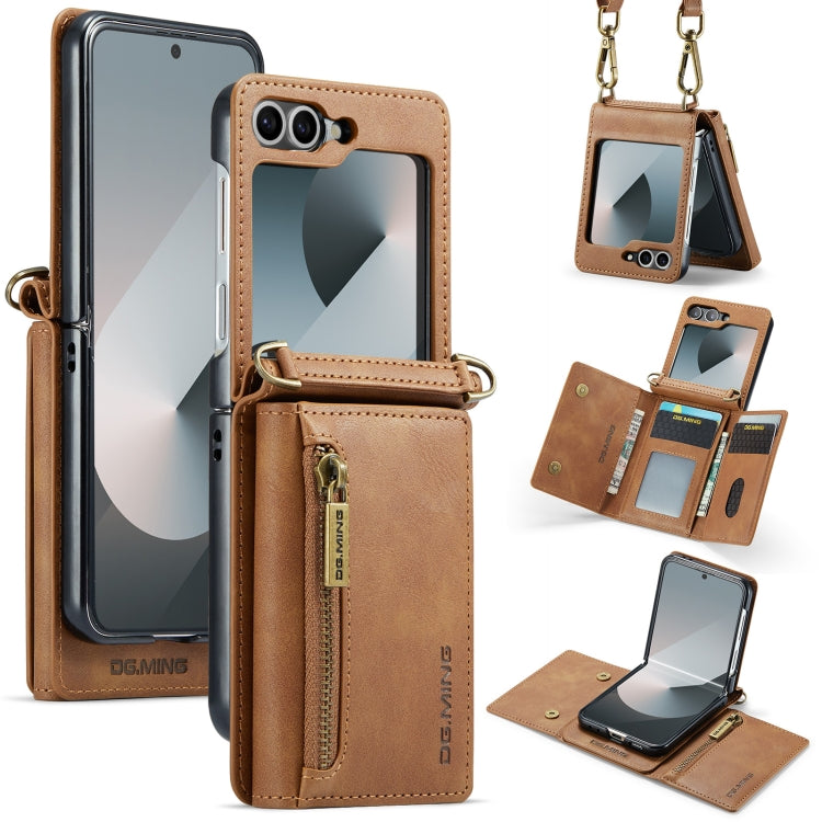 DG.MING M5 Series Zip RFID Multi Card Detachable Leather Phone Case with Long Lanyard, For Galaxy Z Flip8 5G, For Samsung Galaxy Z Flip7 5G, For Samsung Galaxy Z Flip6, For Samsung Galaxy Z Flip5 5G, For Samsung Galaxy Z Flip4 5G                       ...