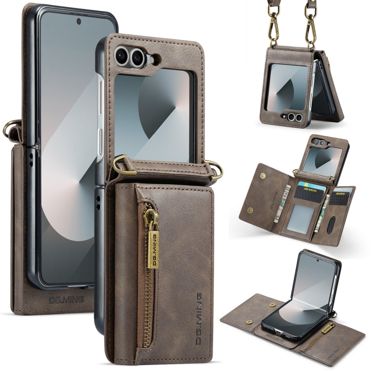 DG.MING M5 Series Zip RFID Multi Card Detachable Leather Phone Case with Long Lanyard, For Galaxy Z Flip8 5G, For Samsung Galaxy Z Flip7 5G, For Samsung Galaxy Z Flip6, For Samsung Galaxy Z Flip5 5G, For Samsung Galaxy Z Flip4 5G                       ...