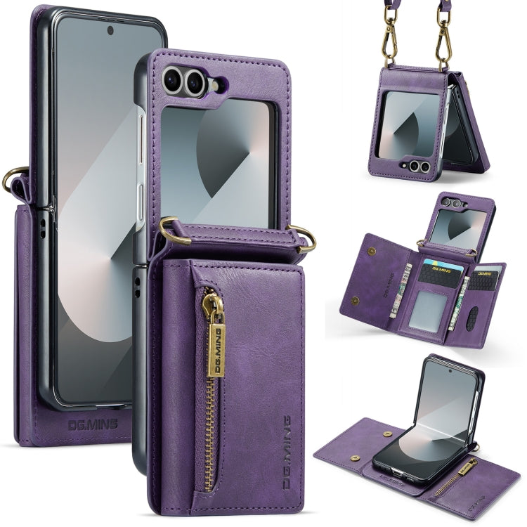 DG.MING M5 Series Zip RFID Multi Card Detachable Leather Phone Case with Long Lanyard, For Galaxy Z Flip8 5G, For Samsung Galaxy Z Flip7 5G, For Samsung Galaxy Z Flip6, For Samsung Galaxy Z Flip5 5G, For Samsung Galaxy Z Flip4 5G                       ...