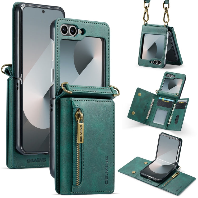 DG.MING M5 Series Zip RFID Multi Card Detachable Leather Phone Case with Long Lanyard, For Galaxy Z Flip8 5G, For Samsung Galaxy Z Flip7 5G, For Samsung Galaxy Z Flip6, For Samsung Galaxy Z Flip5 5G, For Samsung Galaxy Z Flip4 5G                       ...