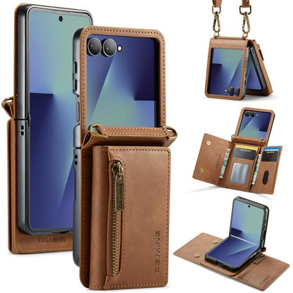 DG.MING M5 Series Zip RFID Multi Card Detachable Leather Phone Case with Long Lanyard, For Galaxy Z Flip8 5G, For Samsung Galaxy Z Flip7 5G, For Samsung Galaxy Z Flip6, For Samsung Galaxy Z Flip5 5G, For Samsung Galaxy Z Flip4 5G                       ...