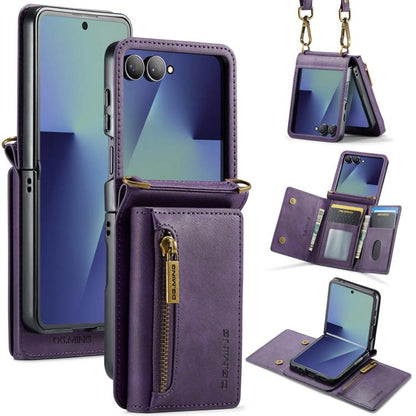 DG.MING M5 Series Zip RFID Multi Card Detachable Leather Phone Case with Long Lanyard, For Galaxy Z Flip8 5G, For Samsung Galaxy Z Flip7 5G, For Samsung Galaxy Z Flip6, For Samsung Galaxy Z Flip5 5G, For Samsung Galaxy Z Flip4 5G                       ...