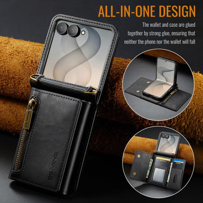 DG.MING M5 Series Zip RFID Multi Card Detachable Leather Phone Case with Long Lanyard, For Galaxy Z Flip8 5G, For Samsung Galaxy Z Flip7 5G, For Samsung Galaxy Z Flip6, For Samsung Galaxy Z Flip5 5G, For Samsung Galaxy Z Flip4 5G                       ...