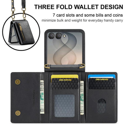 DG.MING M5 Series Zip RFID Multi Card Detachable Leather Phone Case with Long Lanyard, For Galaxy Z Flip8 5G, For Samsung Galaxy Z Flip7 5G, For Samsung Galaxy Z Flip6, For Samsung Galaxy Z Flip5 5G, For Samsung Galaxy Z Flip4 5G                       ...
