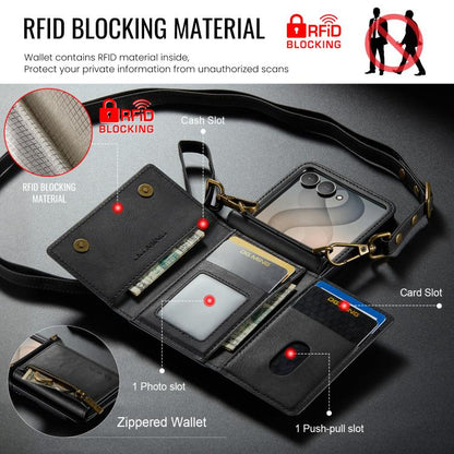 DG.MING M5 Series Zip RFID Multi Card Detachable Leather Phone Case with Long Lanyard, For Galaxy Z Flip8 5G, For Samsung Galaxy Z Flip7 5G, For Samsung Galaxy Z Flip6, For Samsung Galaxy Z Flip5 5G, For Samsung Galaxy Z Flip4 5G                       ...