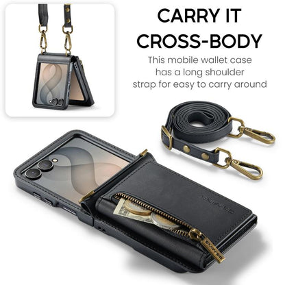 DG.MING M5 Series Zip RFID Multi Card Detachable Leather Phone Case with Long Lanyard, For Galaxy Z Flip8 5G, For Samsung Galaxy Z Flip7 5G, For Samsung Galaxy Z Flip6, For Samsung Galaxy Z Flip5 5G, For Samsung Galaxy Z Flip4 5G                       ...
