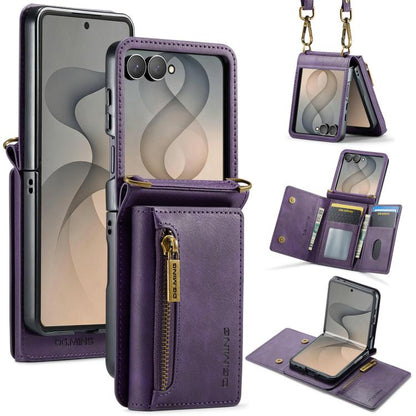 DG.MING M5 Series Zip RFID Multi Card Detachable Leather Phone Case with Long Lanyard, For Galaxy Z Flip8 5G, For Samsung Galaxy Z Flip7 5G, For Samsung Galaxy Z Flip6, For Samsung Galaxy Z Flip5 5G, For Samsung Galaxy Z Flip4 5G                       ...