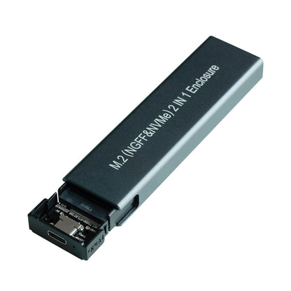 Aluminium Alloy M.2 NDFF&NVMe 2-in-1 External Hard Drive Enclosure, NDFF&NVMe