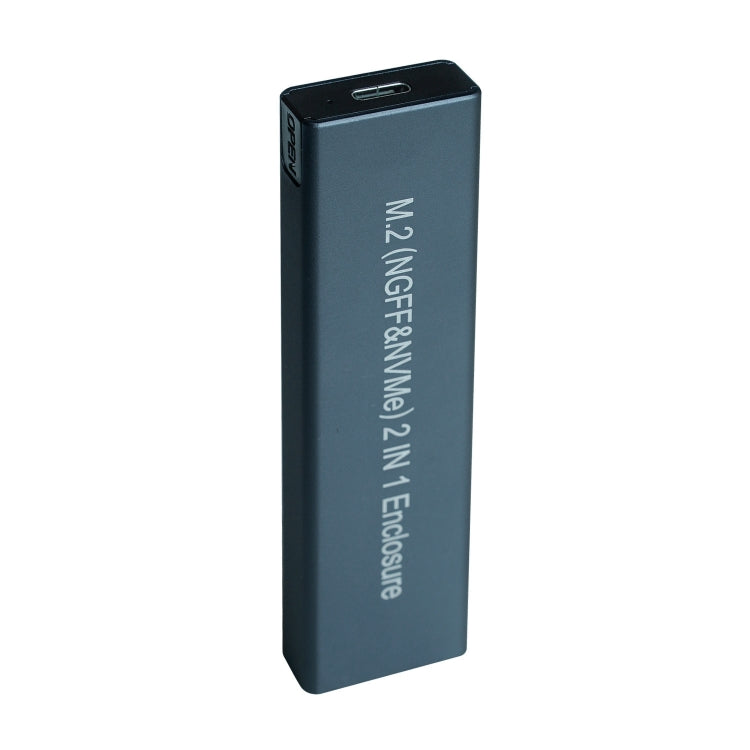Aluminium Alloy M.2 NDFF&NVMe 2-in-1 External Hard Drive Enclosure, NDFF&NVMe