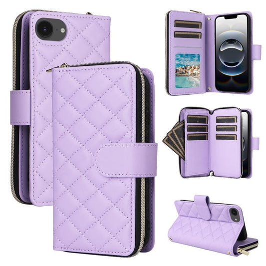 Crossbody Rhombic Zipper Tower Buckle Leather Phone Case with Lanyard, For iPhone 17e / 16e, For iPhone 17 Pro Max, For iPhone 17 Pro, For iPhone 17, For iPhone Air, For iPhone 16 Pro Max, For iPhone 16 Pro, For iPhone 16 Plus, For iPhone 16           ...