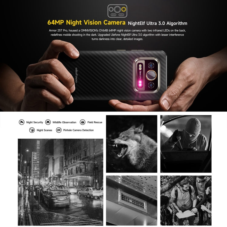 Téléphone robuste Ulefone Armor 25T Pro, imagerie thermique, Android 15 de 6,78 pouces, MediaTek Dimensity 6300 Octa Core, Réseau: 5G, NFC, 8 Go+256 Go