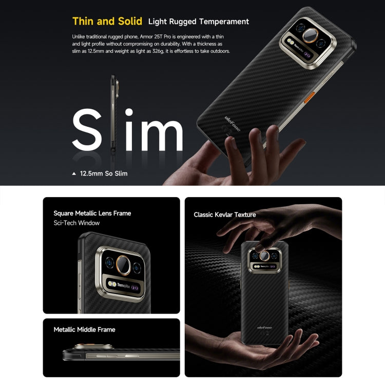 Téléphone robuste Ulefone Armor 25T Pro, imagerie thermique, Android 15 de 6,78 pouces, MediaTek Dimensity 6300 Octa Core, Réseau: 5G, NFC, 8 Go+256 Go