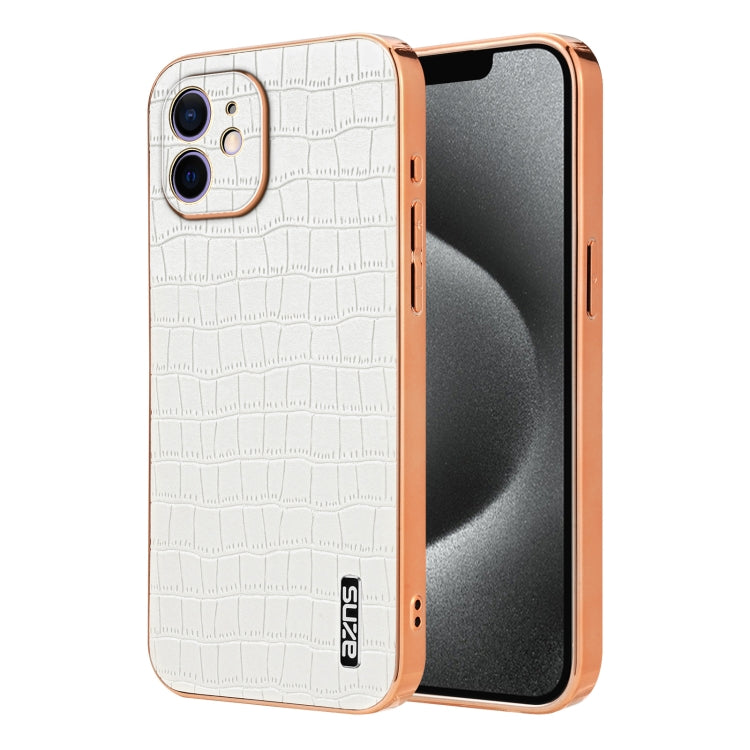 AZNS Electroplated Frame Crocodile Texture Full Coverage Phone Case, For iPhone 13, For iPhone 12, For iPhone 12 Pro Max, For iPhone 12 Pro, For iPhone 11 Pro Max, For iPhone 11, For iPhone 11 Pro