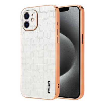 AZNS Electroplated Frame Crocodile Texture Full Coverage Phone Case, For iPhone 13, For iPhone 12, For iPhone 12 Pro Max, For iPhone 12 Pro, For iPhone 11 Pro Max, For iPhone 11, For iPhone 11 Pro