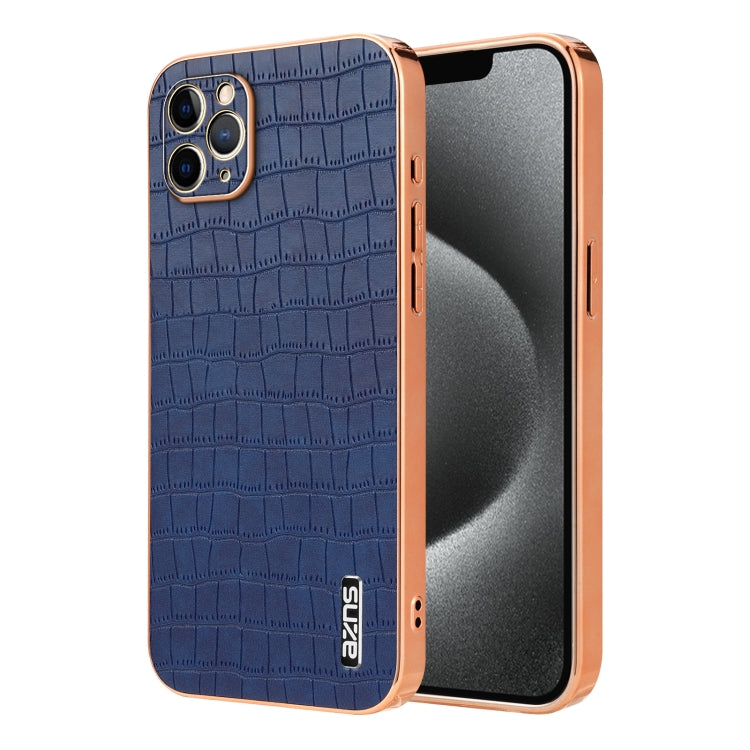 AZNS Electroplated Frame Crocodile Texture Full Coverage Phone Case, For iPhone 13, For iPhone 12, For iPhone 12 Pro Max, For iPhone 12 Pro, For iPhone 11 Pro Max, For iPhone 11, For iPhone 11 Pro