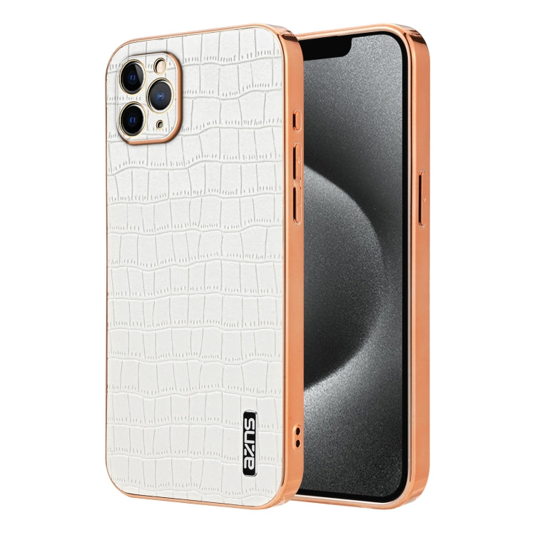 AZNS Electroplated Frame Crocodile Texture Full Coverage Phone Case, For iPhone 13, For iPhone 12, For iPhone 12 Pro Max, For iPhone 12 Pro, For iPhone 11 Pro Max, For iPhone 11, For iPhone 11 Pro
