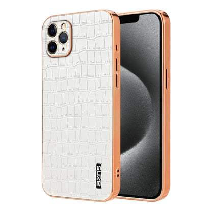 AZNS Electroplated Frame Crocodile Texture Full Coverage Phone Case, For iPhone 13, For iPhone 12, For iPhone 12 Pro Max, For iPhone 12 Pro, For iPhone 11 Pro Max, For iPhone 11, For iPhone 11 Pro