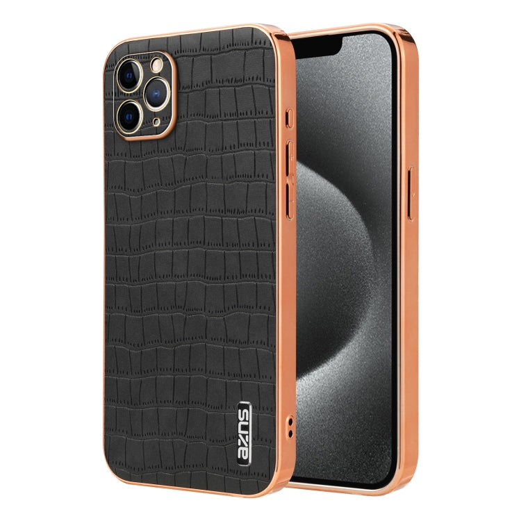 AZNS Electroplated Frame Crocodile Texture Full Coverage Phone Case, For iPhone 13, For iPhone 12, For iPhone 12 Pro Max, For iPhone 12 Pro, For iPhone 11 Pro Max, For iPhone 11, For iPhone 11 Pro