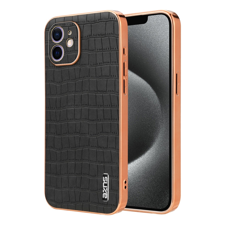 AZNS Electroplated Frame Crocodile Texture Full Coverage Phone Case, For iPhone 13, For iPhone 12, For iPhone 12 Pro Max, For iPhone 12 Pro, For iPhone 11 Pro Max, For iPhone 11, For iPhone 11 Pro