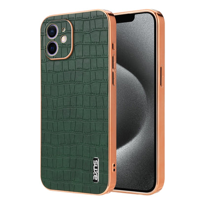 AZNS Electroplated Frame Crocodile Texture Full Coverage Phone Case, For iPhone 13, For iPhone 12, For iPhone 12 Pro Max, For iPhone 12 Pro, For iPhone 11 Pro Max, For iPhone 11, For iPhone 11 Pro