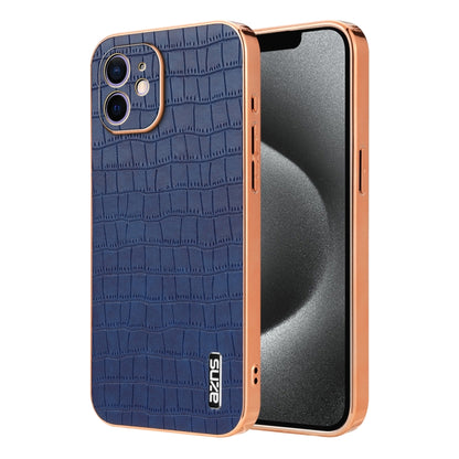 AZNS Electroplated Frame Crocodile Texture Full Coverage Phone Case, For iPhone 13, For iPhone 12, For iPhone 12 Pro Max, For iPhone 12 Pro, For iPhone 11 Pro Max, For iPhone 11, For iPhone 11 Pro