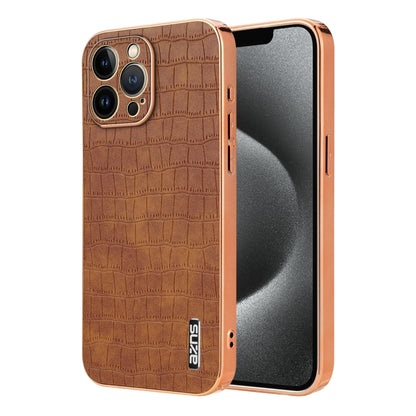 AZNS Electroplated Frame Crocodile Texture Full Coverage Phone Case, For iPhone 13, For iPhone 12, For iPhone 12 Pro Max, For iPhone 12 Pro, For iPhone 11 Pro Max, For iPhone 11, For iPhone 11 Pro