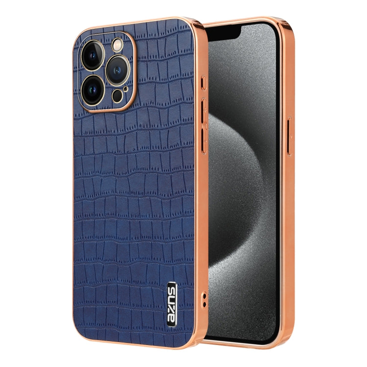 AZNS Electroplated Frame Crocodile Texture Full Coverage Phone Case, For iPhone 13, For iPhone 12, For iPhone 12 Pro Max, For iPhone 12 Pro, For iPhone 11 Pro Max, For iPhone 11, For iPhone 11 Pro