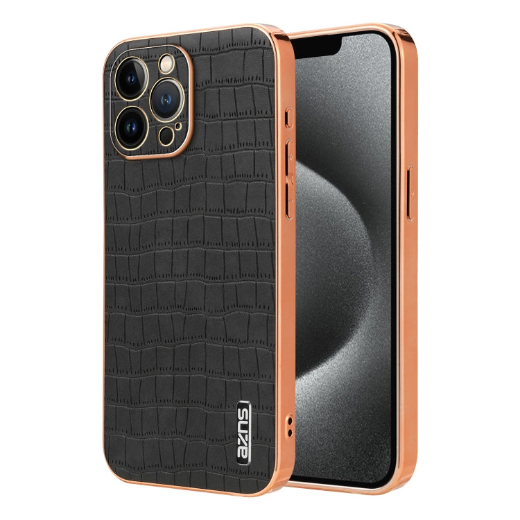 AZNS Electroplated Frame Crocodile Texture Full Coverage Phone Case, For iPhone 13, For iPhone 12, For iPhone 12 Pro Max, For iPhone 12 Pro, For iPhone 11 Pro Max, For iPhone 11, For iPhone 11 Pro