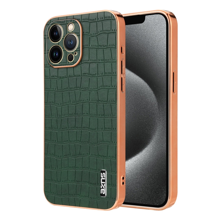 AZNS Electroplated Frame Crocodile Texture Full Coverage Phone Case, For iPhone 13, For iPhone 12, For iPhone 12 Pro Max, For iPhone 12 Pro, For iPhone 11 Pro Max, For iPhone 11, For iPhone 11 Pro