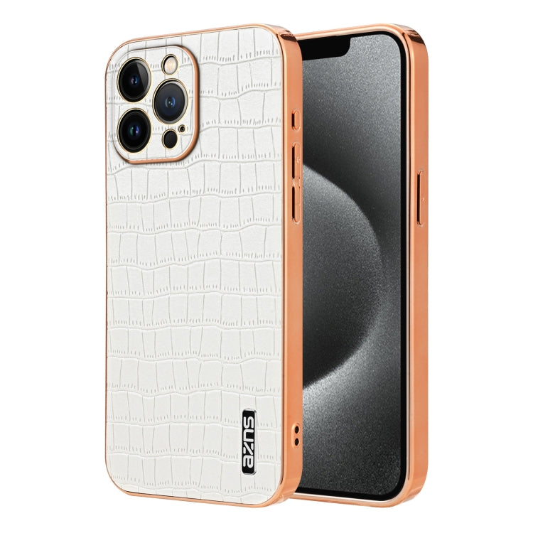 AZNS Electroplated Frame Crocodile Texture Full Coverage Phone Case, For iPhone 13, For iPhone 12, For iPhone 12 Pro Max, For iPhone 12 Pro, For iPhone 11 Pro Max, For iPhone 11, For iPhone 11 Pro