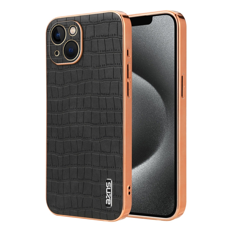 AZNS Electroplated Frame Crocodile Texture Full Coverage Phone Case, For iPhone 13, For iPhone 12, For iPhone 12 Pro Max, For iPhone 12 Pro, For iPhone 11 Pro Max, For iPhone 11, For iPhone 11 Pro