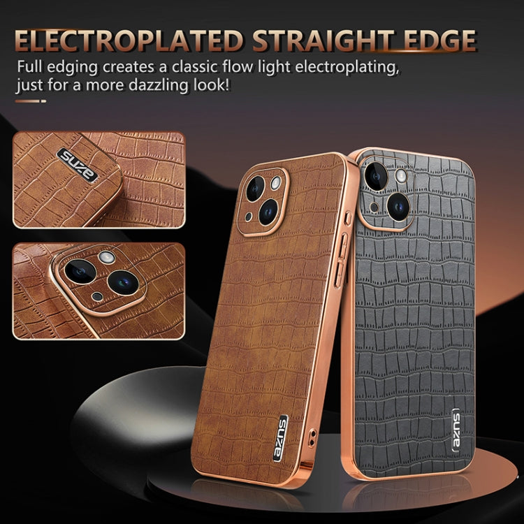 AZNS Electroplated Frame Crocodile Texture Full Coverage Phone Case, For iPhone 13, For iPhone 12, For iPhone 12 Pro Max, For iPhone 12 Pro, For iPhone 11 Pro Max, For iPhone 11, For iPhone 11 Pro