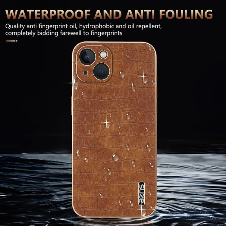 AZNS Electroplated Frame Crocodile Texture Full Coverage Phone Case, For iPhone 13, For iPhone 12, For iPhone 12 Pro Max, For iPhone 12 Pro, For iPhone 11 Pro Max, For iPhone 11, For iPhone 11 Pro