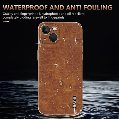 AZNS Electroplated Frame Crocodile Texture Full Coverage Phone Case, For iPhone 13, For iPhone 12, For iPhone 12 Pro Max, For iPhone 12 Pro, For iPhone 11 Pro Max, For iPhone 11, For iPhone 11 Pro