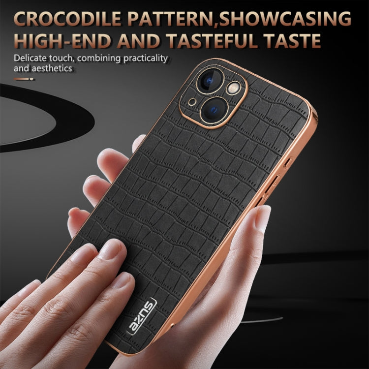 AZNS Electroplated Frame Crocodile Texture Full Coverage Phone Case, For iPhone 13, For iPhone 12, For iPhone 12 Pro Max, For iPhone 12 Pro, For iPhone 11 Pro Max, For iPhone 11, For iPhone 11 Pro