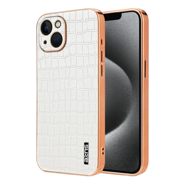 AZNS Electroplated Frame Crocodile Texture Full Coverage Phone Case, For iPhone 13, For iPhone 12, For iPhone 12 Pro Max, For iPhone 12 Pro, For iPhone 11 Pro Max, For iPhone 11, For iPhone 11 Pro