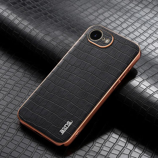 AZNS Electroplated Frame Crocodile Texture Full Coverage Phone Case, For iPhone 17e / 16e, For iPhone 17 Pro Max, For iPhone 17 Pro, For iPhone 17, For iPhone Air, For iPhone 16 Pro Max, For iPhone 16 Pro, For iPhone 16 Plus, For iPhone 16             ...