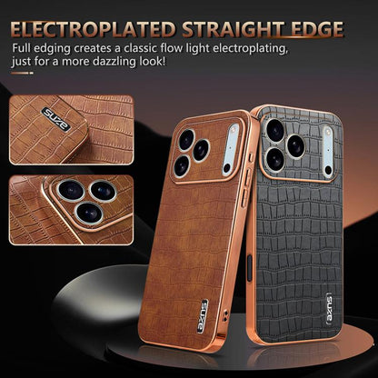 AZNS Electroplated Frame Crocodile Texture Full Coverage Phone Case